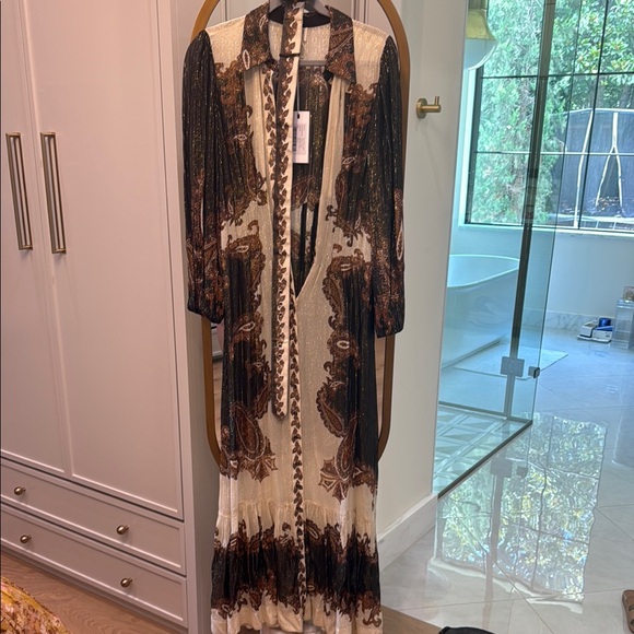 HEMANT & NANDITA gold and Brown Patterned Maxi Dress - Picture 3 of 6